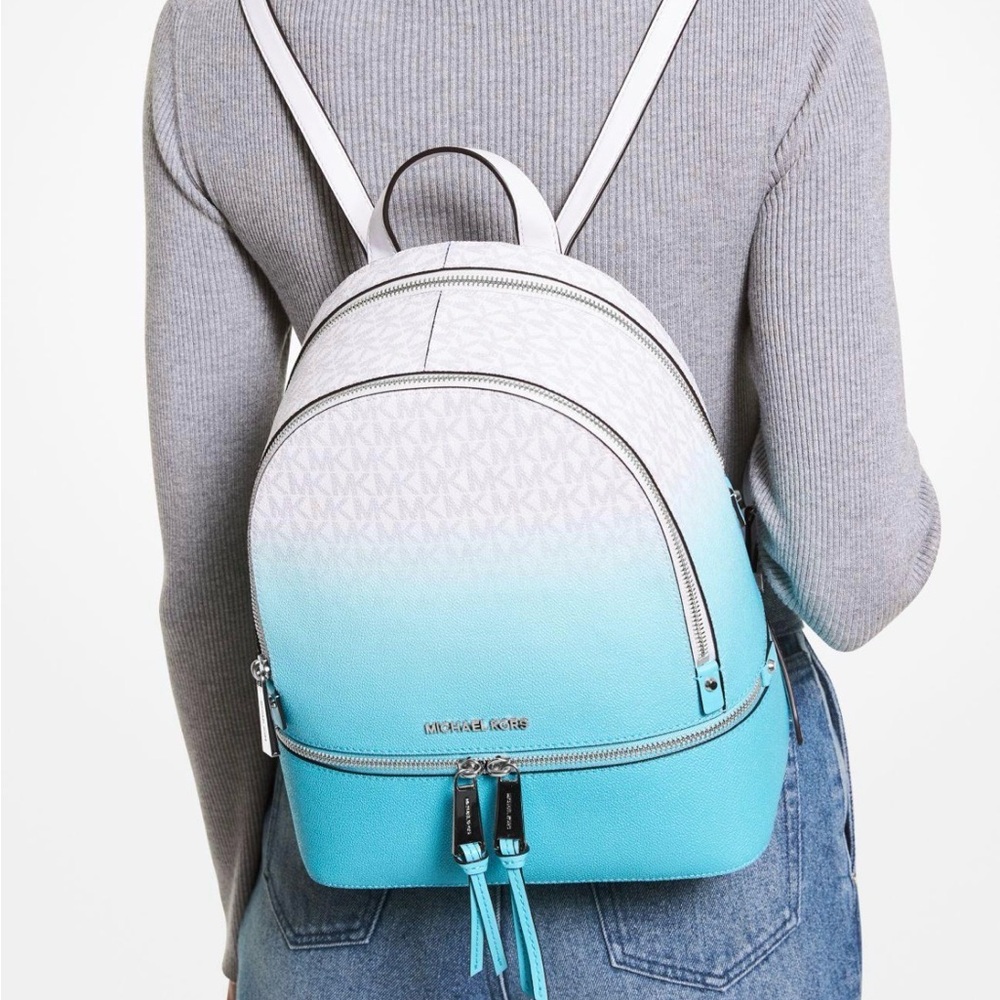 Michael Kors Aqua and White Gradient Backpack